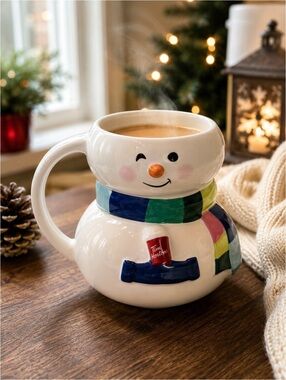 Tim Hortons Snowman Mug with Festive Scarf 2023